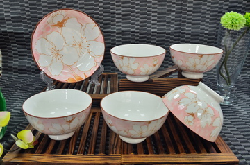 粉櫻花6件餐具組